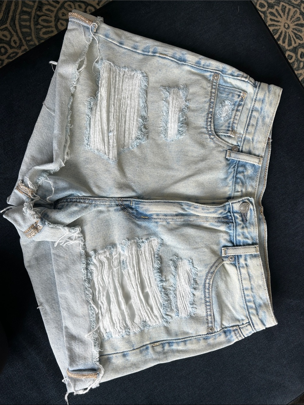 American Eagle Outfitters Light Wash Distressed Denim Shorts